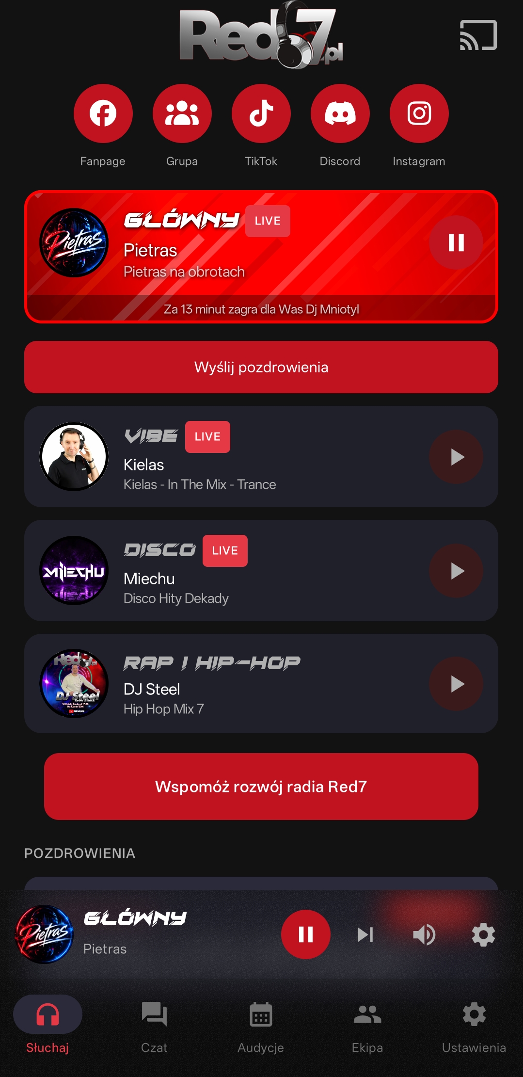 Screenshot aplikacji Red7 na Androida